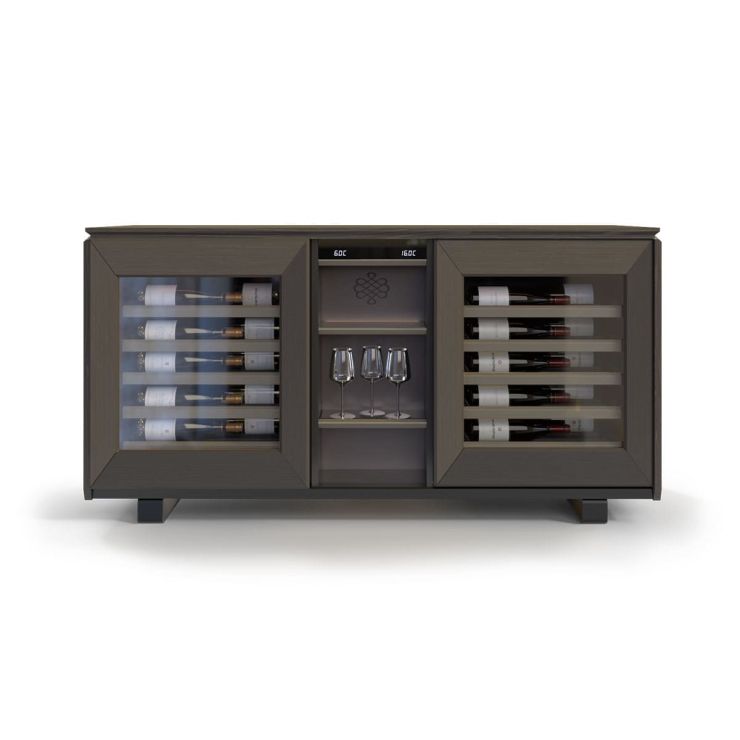 Weinbuffetschrank, 2 Temperaturen, Rauchbraun - Harmonie