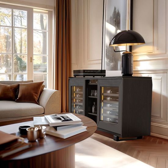 Weinbuffetschrank, 2 Temperaturen, Rauchbraun - Harmonie