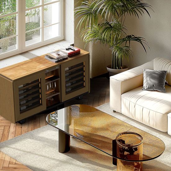 Weinbuffetschrank, 2 Temperaturen, Eiche hell - Harmonie