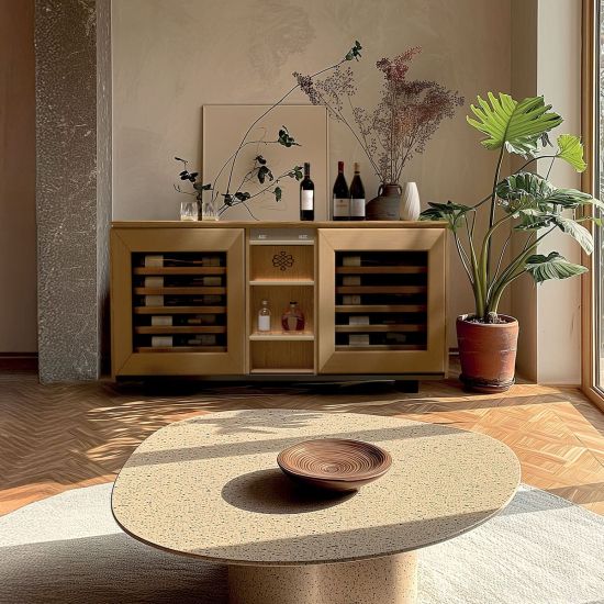 Weinbuffetschrank, 2 Temperaturen, Eiche hell - Harmonie