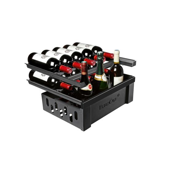 Weinservice-Kit mit Front in Schwarz Hochglan - 16 Flaschen