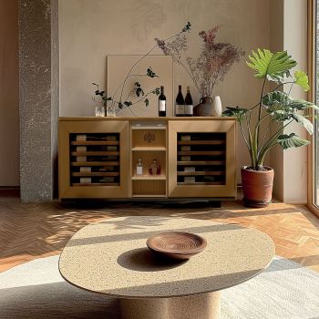 Weinbuffetschrank, 2 Temperaturen, Eiche hell - Harmonie