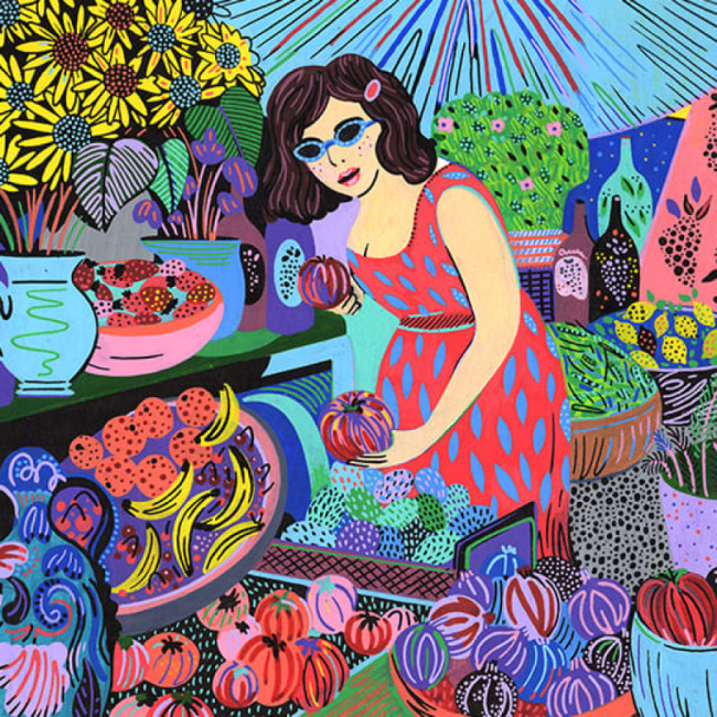 Illustration: Orane Sigal - Artikel: Meine 5 Weine zu Gemüse von Fabien Vullion (David Toutain**, Frankreich)