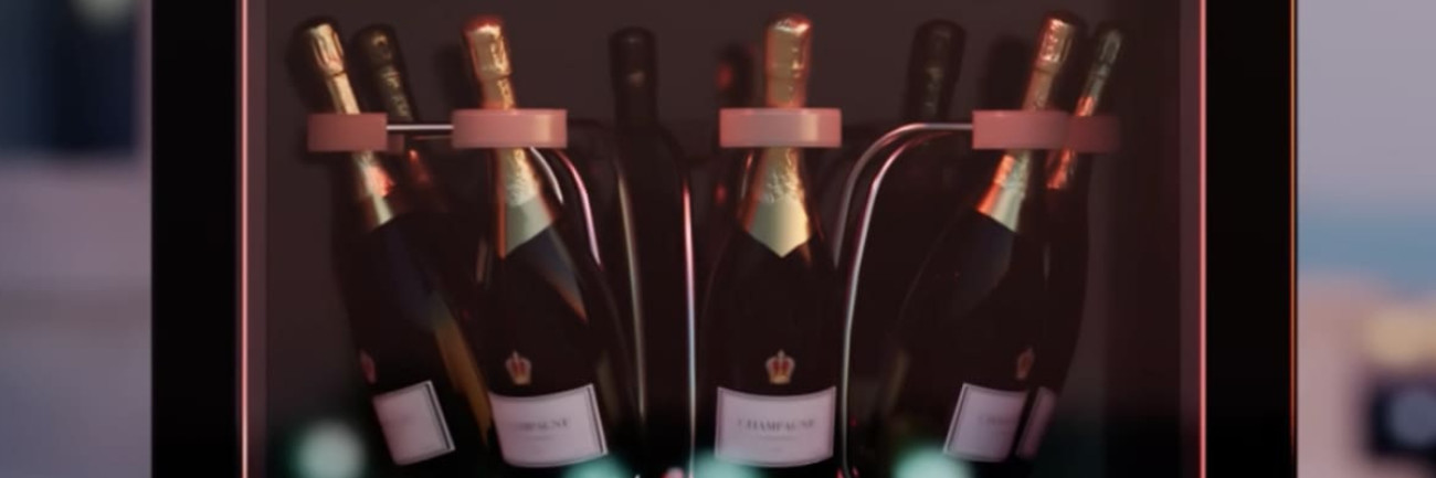 Regal Champagnerschale EuroCave: Eine drehbare Platte ermöglicht die Präsentation und den leichten Zugriff auf Ihre Champagnerflaschen.