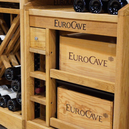 Regalmodul – Verschiebbares Weinregal zur Aufbewahrung von 2 Kisten Wein und so die geschützte Aufbewahrung Ihrer Weinflaschen in der Originalverpackung.