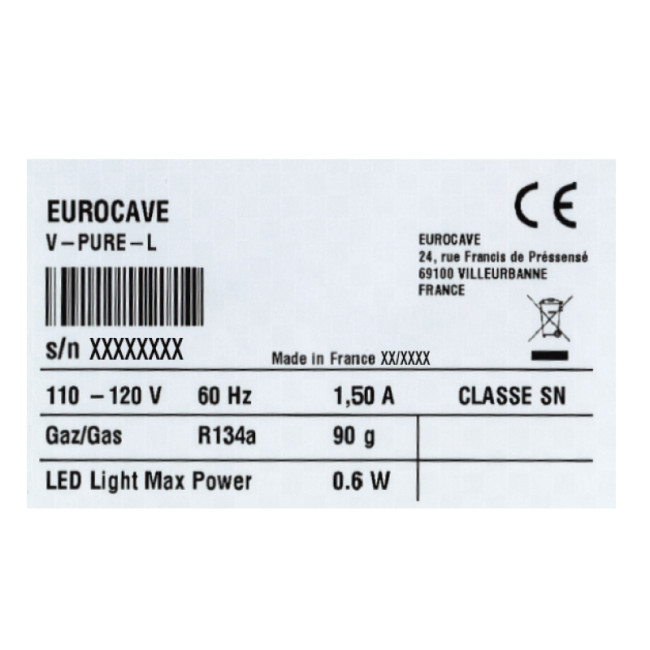 Um die Seriennummer Ihres Eurocave-Produkts oder -Geräts zu finden.