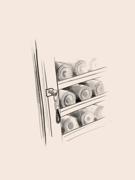 Bleistiftillustration eines elektrischen Weinkellers eurocave