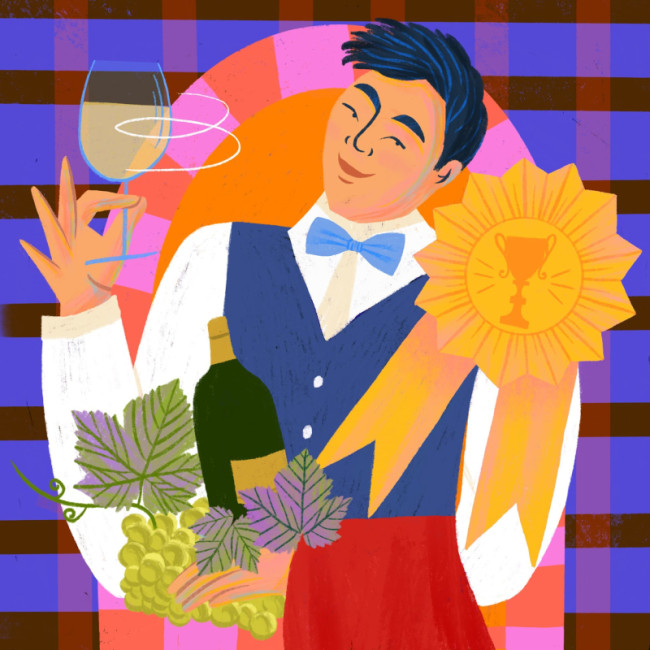 Illustration „Die 5 ersten Weinerlebnisse“ von Élodie Flavenot für das Weinmagazin EuroCave