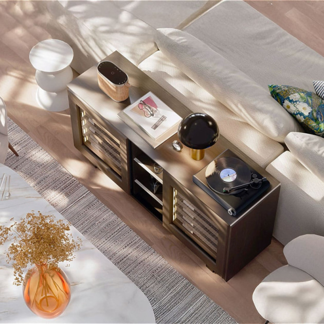 Keine Kompromisse zwischen der Raffinesse Ihrer Innenarchitektur und dem praktischen Aspekt, dass Sie Ihren Wein in Ihrem Wohnbereich immer griffbereit haben möchten, um ihn zu servieren.