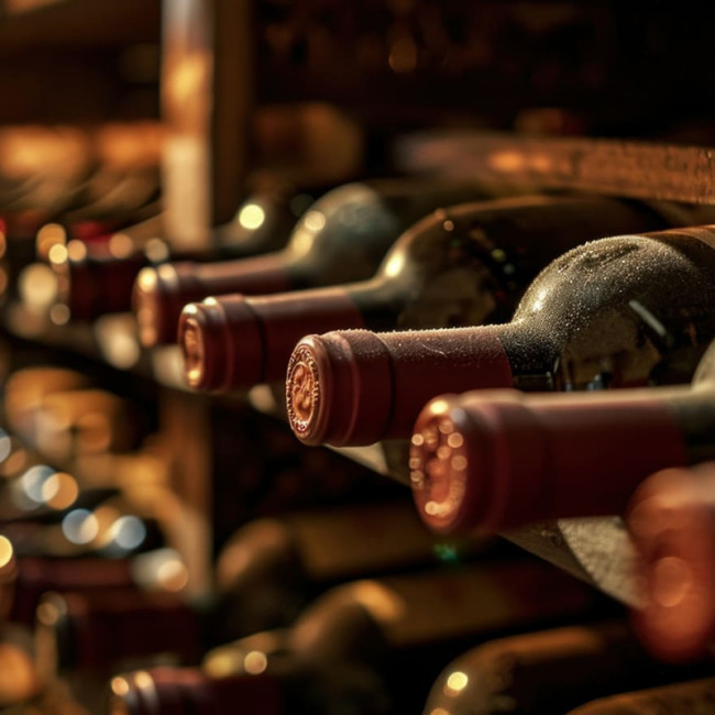 Foto von Flaschen, die in einem natürlichen Weinkeller ruhig reifen, zur Veranschaulichung eines EuroCave-Artikels über die Weinreifung.