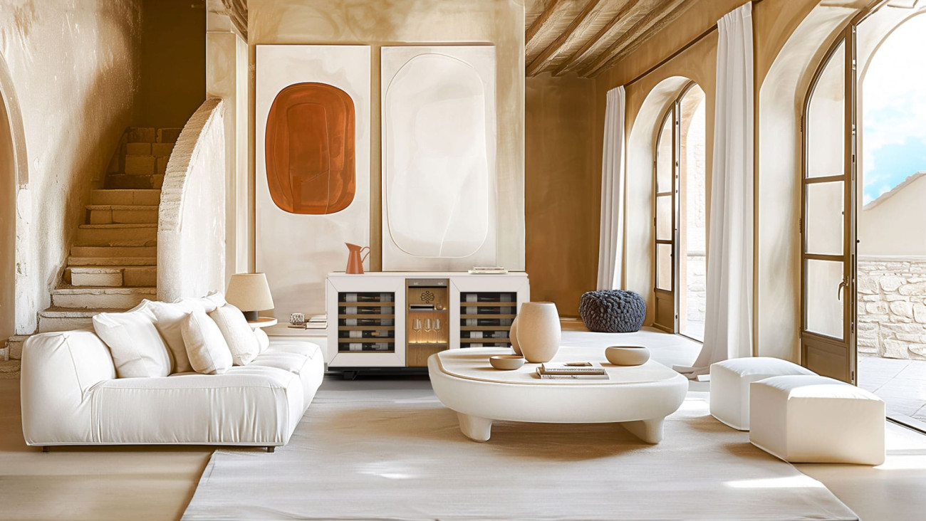 EuroCave Harmonie Weinkommode – Niedriges Sideboard mit zwei integrierten Weinkhülschränken für den Serviergebrauch